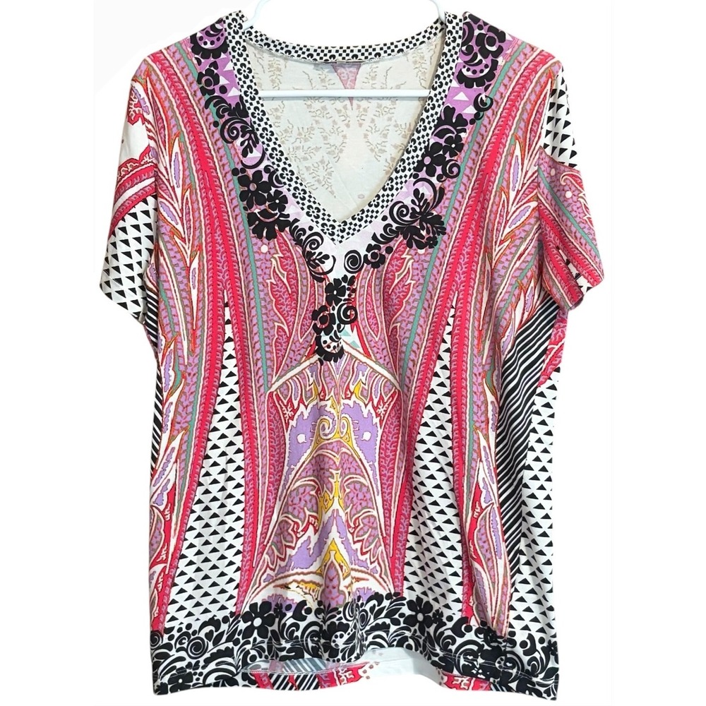 Etro Milano 44 Multicolor Paisley Print Stretch Top‎ Italy